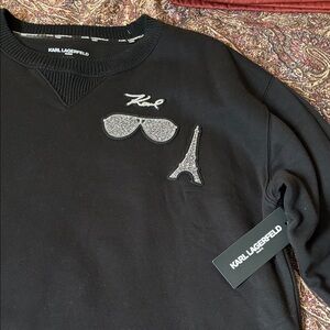 Karl Lagerfeld Black Sweatshirt with Silver Accents